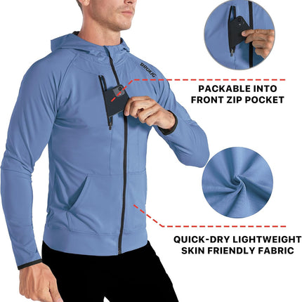 Mens Windbreak Running Jacket Zip up Hoodie