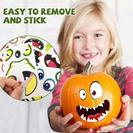 96 Pack Halloween Pumpkin Decorating Craft Stickers Mini Make 96 Small Pumpkin Face Sticker Monster Stickers for Halloween Kids Toddlers Treats Party Favors Supplies 48 Sheets