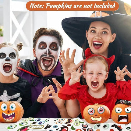 96 Pack Halloween Pumpkin Decorating Craft Stickers Mini Make 96 Small Pumpkin Face Sticker Monster Stickers for Halloween Kids Toddlers Treats Party Favors Supplies 48 Sheets