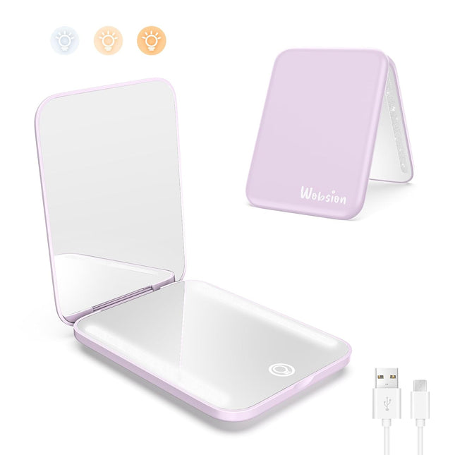 1X/3X Travel Mirror with Light, Compact Magnifying Mirror