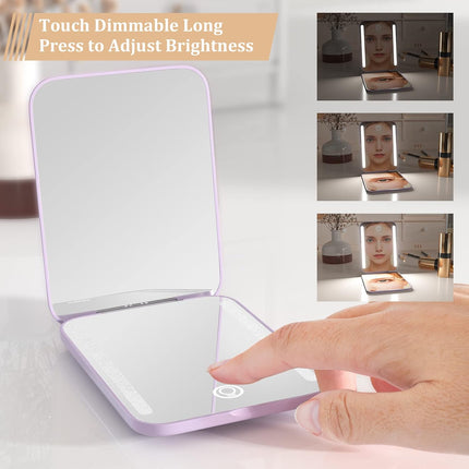 1X/3X Travel Mirror with Light, Compact Magnifying Mirror