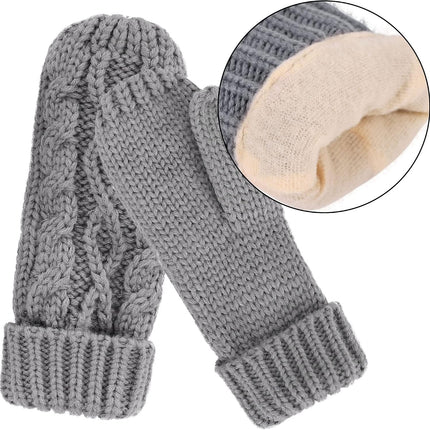 3 in 1 Women Soft Warm Thick Cable Knitted Hat Scarf & Gloves Winter Set