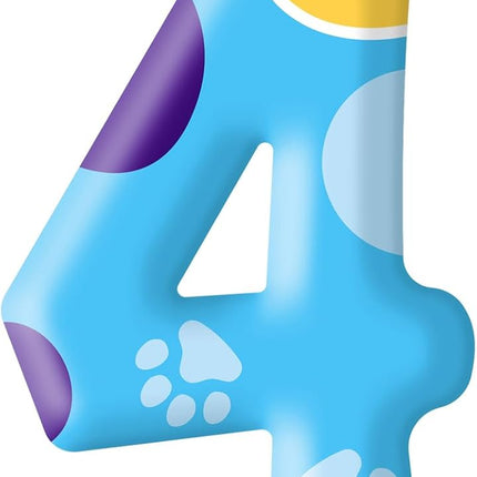 Blue Dog Paw Birthday Candles Cake Topper Numeral Birthday Candles for Boy Girl Dog Paw Decoration(Number 4)