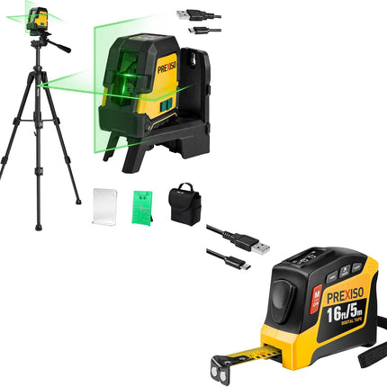 2-In-1 Digital Tape Measure 16Ft &  Laser Level with Tripod - 100Ft Rechargeable Dual Modules