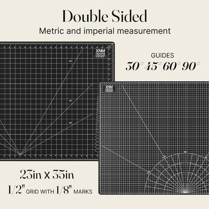 XNM Premium Self Healing Cutting Mat - 24 Inches by 36 Inches - A1, 3 Layer Quality PVC Construction - Dual Sided, Imperial and Metric Grid Lines - Perfect for Cutting, Sewing, and Crafts