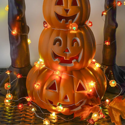 Fall Decor 3D Pumpkin Acorn Maple Leaf Fairy Lights Battery Operated Remote