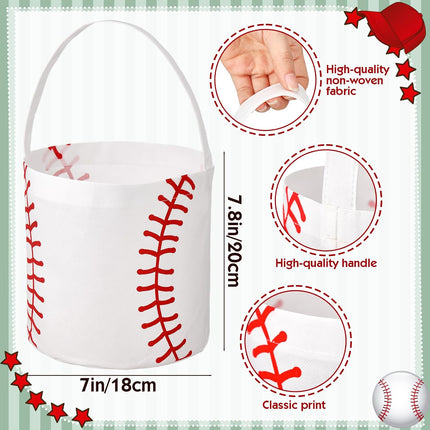 24 Pcs Halloween Baseball Bucket with Handles Candy Bags
