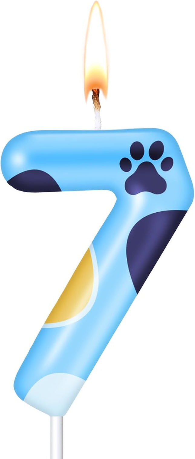 Dog Paw Birthday Candle Cake Topper Party Decoration,Blue,7