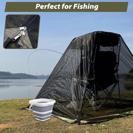 Portable Mosquito Net Cover for Outdoor Chairs with Canopy, Ultralight Mesh Screen Netting with Zipper, Chair Shade Attachment for Camping Fishing Hunting