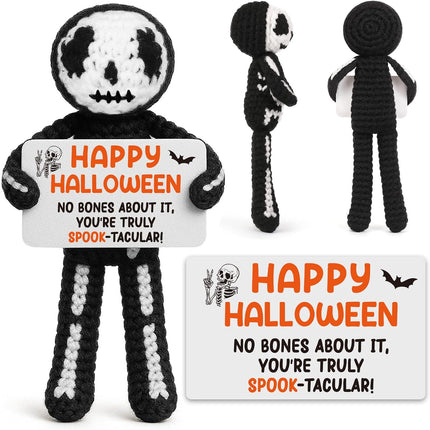 Halloween Handmade Crochet Skeleton Gifts, Funny Crochet Spooky Collectible Decor, Cute Scary Trick or Treat Exchange Gifts for Teens Friend, Unique October Celebration Gag Gift Idea
