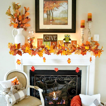 2 Pack Fall Garland Maple Leaf, 5.9Ft/Piece Hanging Vine Garland Artificial Autumn Foliage Garland Thanksgiving Decor for Home Wedding Fireplace Party Christmas (Yellow)