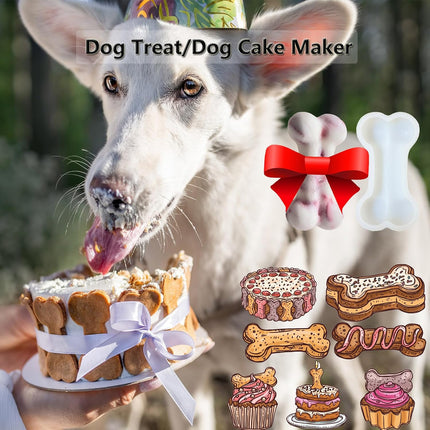 5IN Big Bone Dog Cat Treat Molds 2 Pack, DIY Flavors for Puppy. Food Safe Silicone for Oven. Large Ice Cube Mold for Pet Chew, Cooling. Pets Birthday Cake Baking. Fun Gift for Dog Lover
