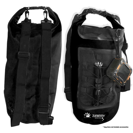 10L Waterproof Dry Bag with Mesh Pocket and Handle - Black