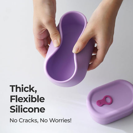 Korean Silicone Food Container, Steam Vent, 22 Floz 4-Piece Set