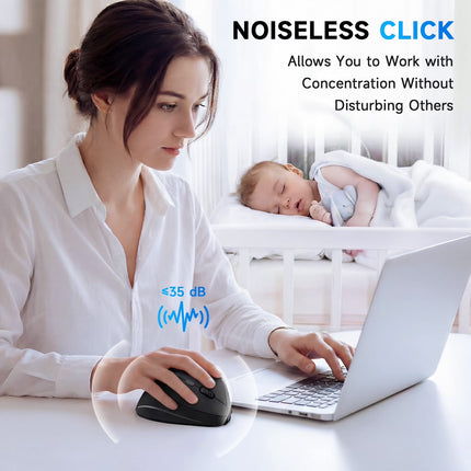 AOC Ergonomic Mouse, Wireless Rechargeable Vertical Mouse, 200H Working Time, 4800 DPI Optical Tracking, Silent Button, RGB, 2.4Ghz Programmable Mice for Laptop, Desktop, Macbook, Black
