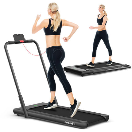 2.25 HP 2-In-1 Folding Walking Pad Treadmill with Remote Control and LED Display