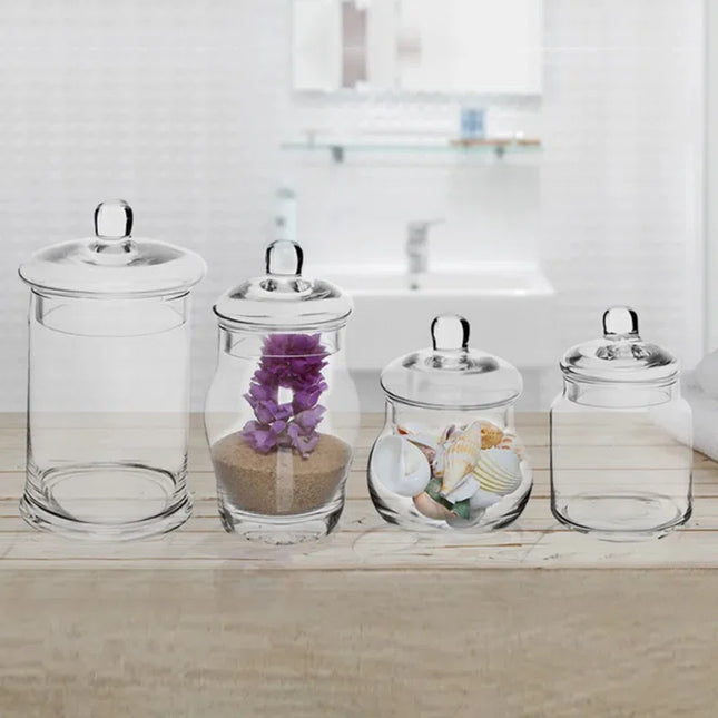 Zumra Glass 4 Piece Bathroom Storage Container Set