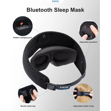 Tech Sleep Mask with Bluetooth 5.2 –  3D Blackout, Detachable, Zero Pressure for Travel