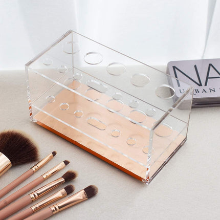 Makeup Brush Holder Organizer, Brush Holder for Vanity, Acrylic Makeup Brush Organizer Countertop Makeup Brush Drying Rack, 12 Slots Acrylic Holder