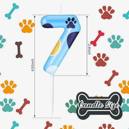 Dog Paw Birthday Candle Cake Topper Party Decoration,Blue,7