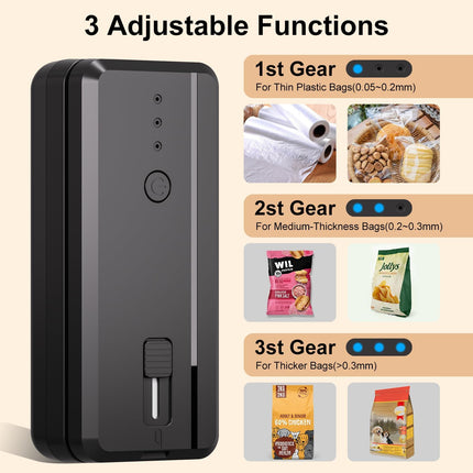 Mini Bag Sealer Rechargeable Plastic Bag Sealer with Magnet &Cutter