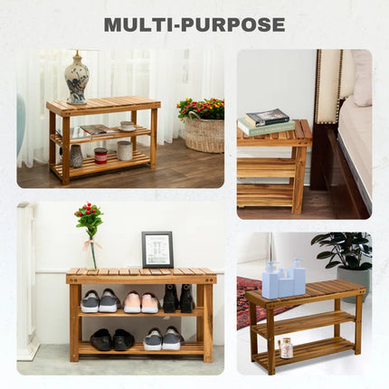 3-Tier Solid Wood Shoe Rack