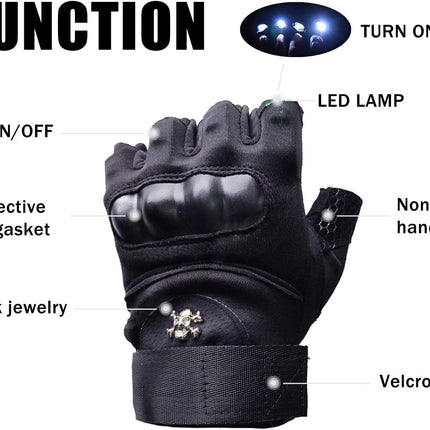 LED Flashlight Gloves, Half Finger Lighted Gloves Gifts for Men Women, Flashlight Gloves with 8 Leds Stocking Stuffers Cool Gadgets Christmas Birthday Gifts for Men and Women
