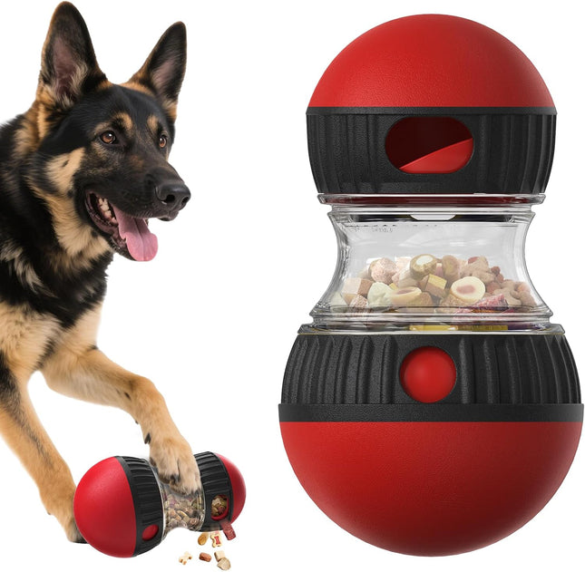 Dog Food Dispensing Puzzle Toy Adjustable Treat Dispenser Slow Feeder Pet Interactive Chase Toy Dog Enrichment Ball for Medium Large Dogs to Keep Them Busy, Extra Large