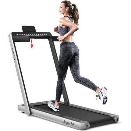 2.25 HP 2-In-1 Folding Walking Pad Treadmill with Dual Display and App Control