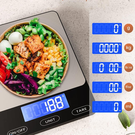 Food Scale -33Lb Digital Kitchen Scale for Food Ounces Grams Rechargeable 304