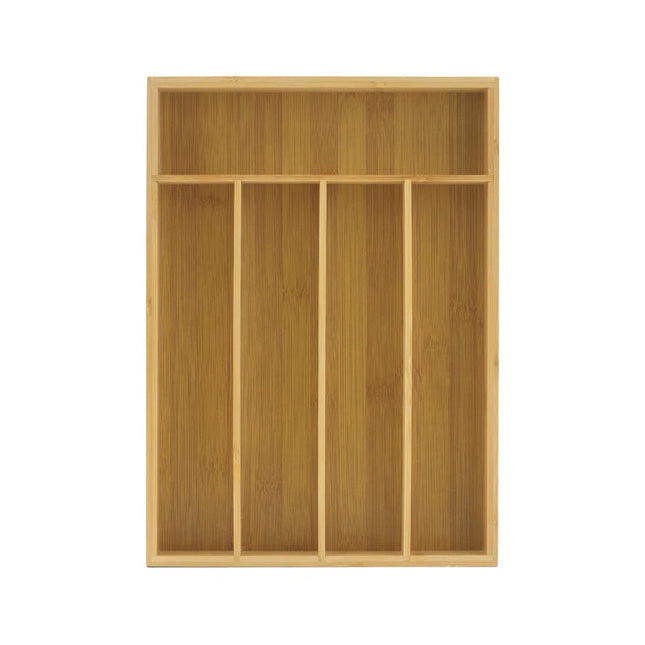 Bamboo 5 Slot Flatware Drawer Organizer for Kitchen Utensils