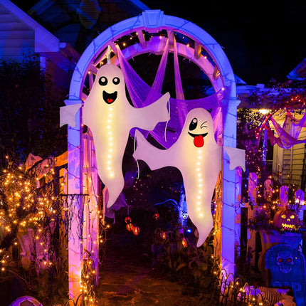 2PCS  Halloween Ghost Lighted Hanging Decoration Outdoor Decor - Hallowmas Tree Hugger Friendly Spooky Party Supplies (Batteries Not Included)