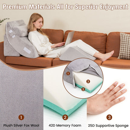 4 Pieces Bed Wedge Memory Foam Pillow for Back Neck and Leg Pain Relief