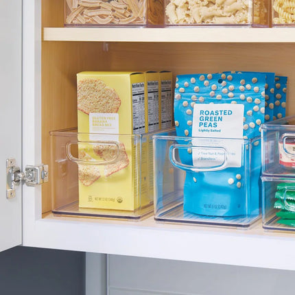 Plastic Stackable Pantry Bin with Handles - Set of 2 - Clear