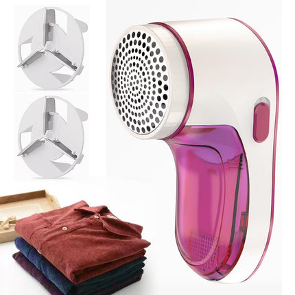 Electric Lint Remover, USB Rechargeable Fabric Shaver for Clothes, Cordless Sweater Defuzzer with 3 Stainless Steel Blades, Portable Bobble & Fuzz Remover, Red