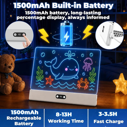 Led Drawing Board for Kids,16” Rechargeable Light Board,11 Modes