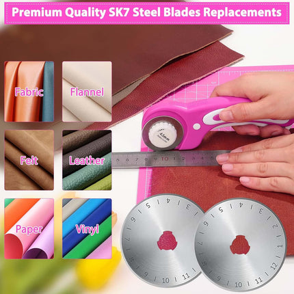 Rotary Cutter and Mat Set,  Self Healing Sewing Mats Shirt Cutter 45Mm Fabric Cutter Wheel with 2 Blades Rotary Cutting Mat for Crafts Fabric Quilting Hobby (9" X 12" (A4)