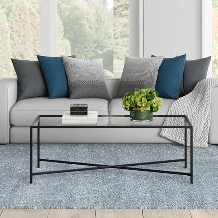 Henley 48" Glass and Steel Coffee Table