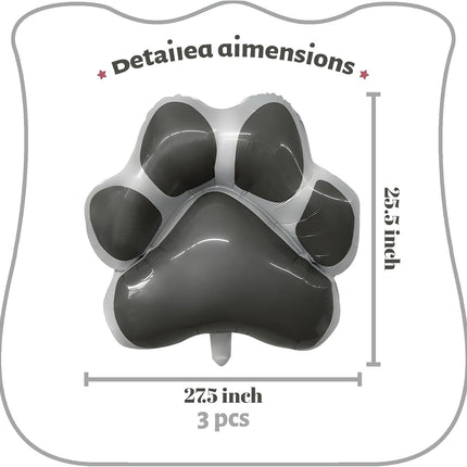 Dog Paw Shaped Foil Balloons Bone Shaped Foil Balloons Dog Party Balloons Decorations for Pets Party Kids Birthday Baby Shower Decorations (Grey 3Gz)