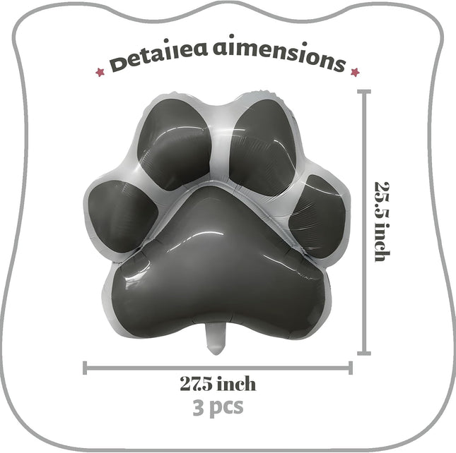 Dog Paw Shaped Foil Balloons Bone Shaped Foil Balloons Dog Party Balloons Decorations for Pets Party Kids Birthday Baby Shower Decorations (Grey 3Gz)