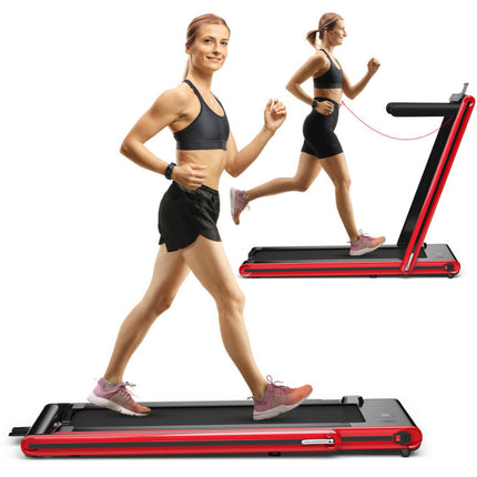 2-In-1 Folding Walking Pad Treadmill with Dual LED Display
