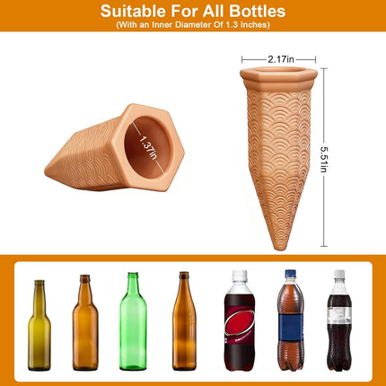 Plant Watering Spikes 12 Pack,Terracotta Plant Watering Spikes Wine Bottle Automatic Plant Waterer for Watering Indoor and Outdoor Plants While on Vacation - Plant Perfect Self-Watering Device