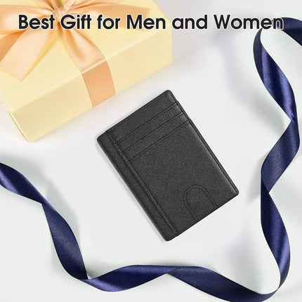 Slim Minimalist Wallet for Men,Front Pocket Wallet RFID Blocking Small Thin Credit Card Holder,Id Card Case Gift for Men Cross Black