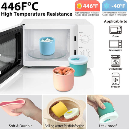 1-Cup Silicone Food Storage Containers with Lids, 4 Pack 8.5 Oz Reusable Snack Fruits Containers Cups Leak Proof Soup Freezer Molds Small Lunch Box BPA Free for Kids Baby Daycare School Travel Baby