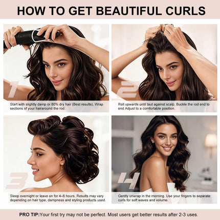 Heatless Curls Overnight Hair Care Set - Jumbo Velvet Hair Curlers