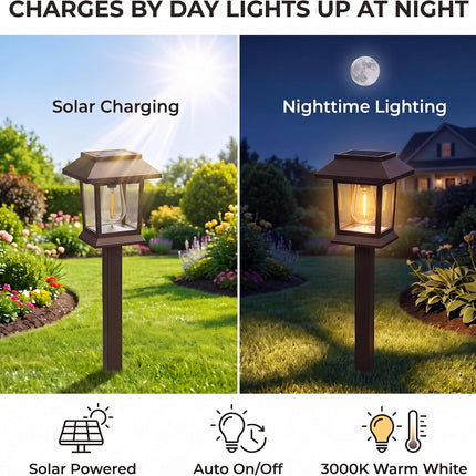 Solar Outdoor Lights, 12 Pack Solar Pathway Lights Waterproof, Landscape Lighting for Path Walkway Lawn Garden Yard outside Décor, Brown
