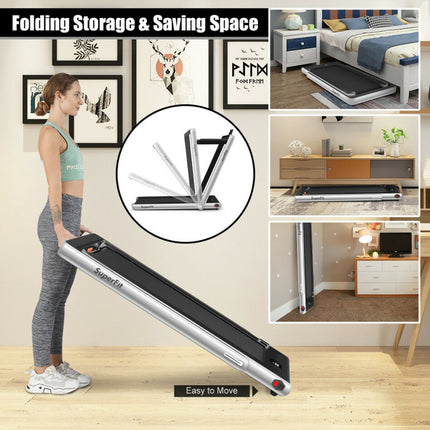 2.25 HP 2-In-1 Folding Walking Pad Treadmill with Dual Display and App Control