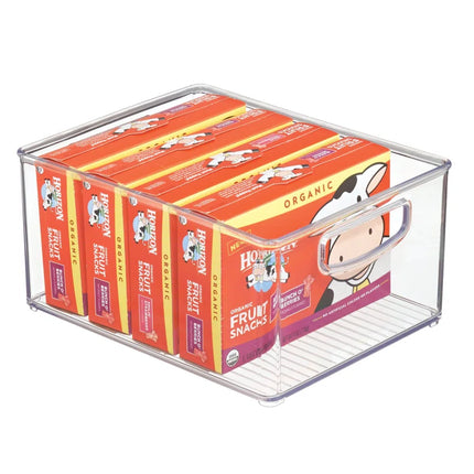 Plastic Extra-Large Freezer and Fridge Organization Bin with Easy to Grip Integrated Handles, the Linus Collection - 10" X 8" X 5", Clear