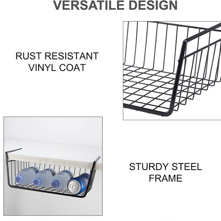 4Pcs under Shelf Basket Metal Wire under Cabinet Basket for Kitchen Pantry