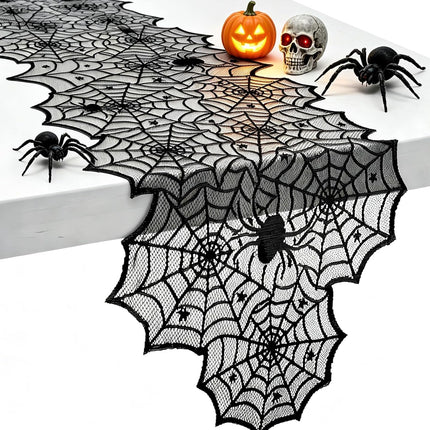 Table Runner for Halloween,18"X72" Lace Spider Web Table Decor
